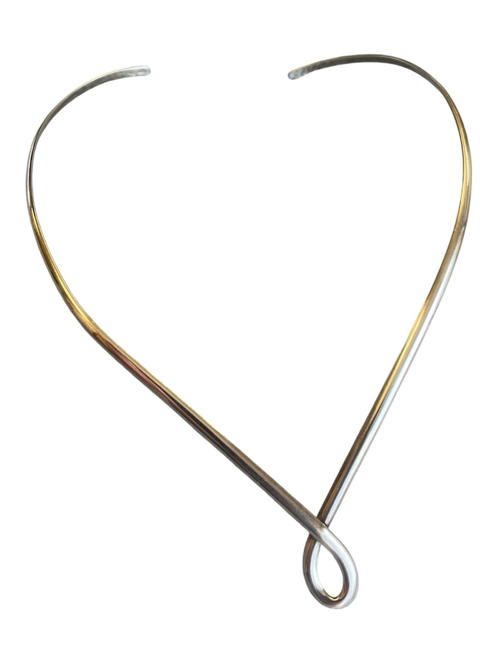 Modernist Handmade Sterling Silver Loop Torque Collar Necklace 925 Mexico